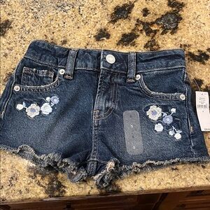 GAP Kids Denim Shorts with Floral Embroidery big girl size 5 NWT